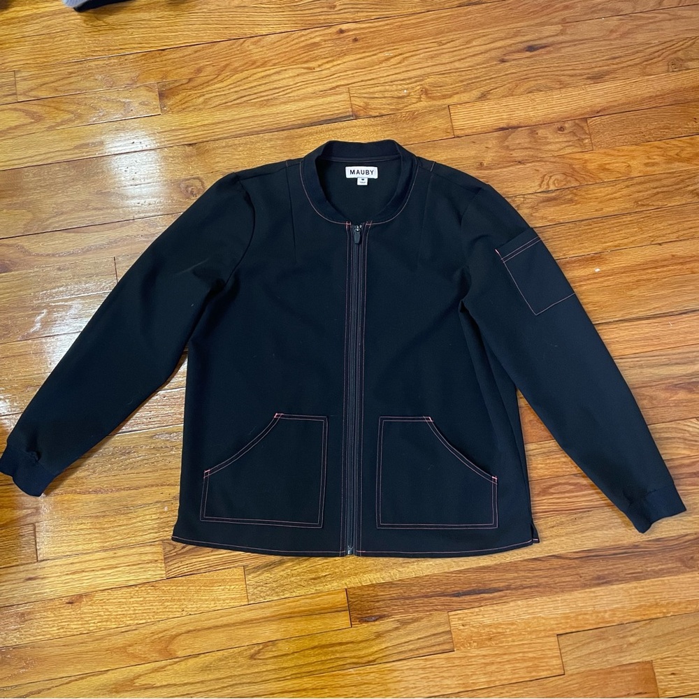 Mauby Black Jacket with Pink Stitching